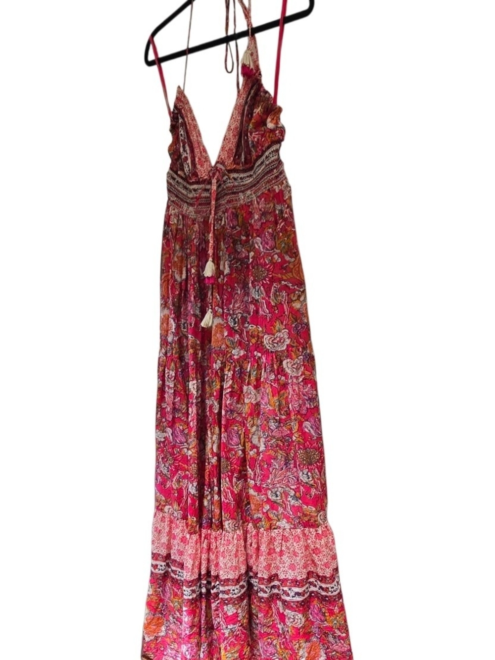 Freepeople Pink Floral Halter Maxi Dress Size Large - Picture 3 of 7